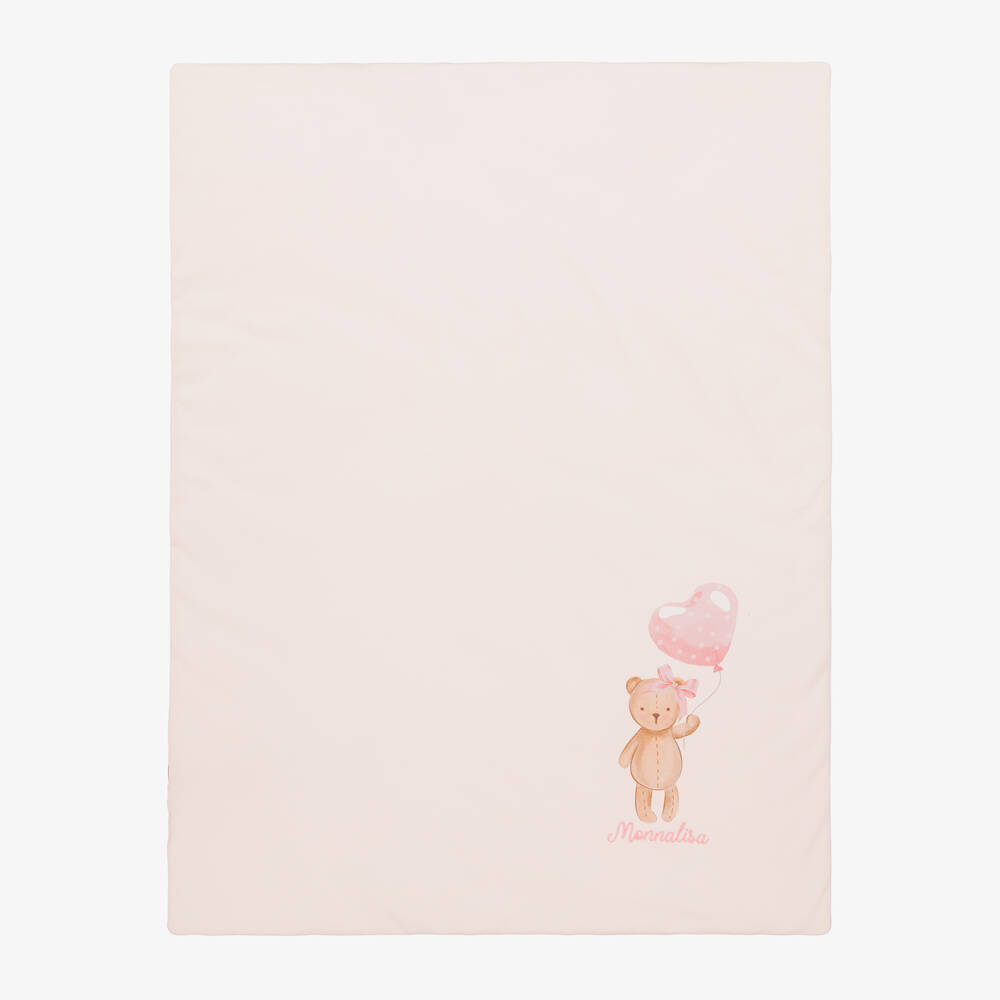 Monnalisa - Pink Cotton Teddy Bear Blanket (87cm) | Childrensalon