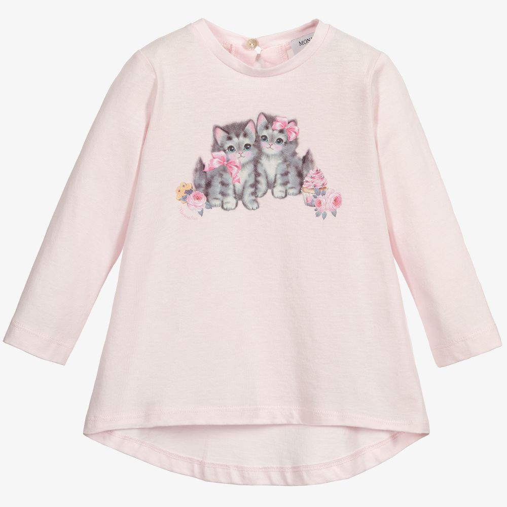 Monnalisa - Pink Cotton Tunic Top | Childrensalon