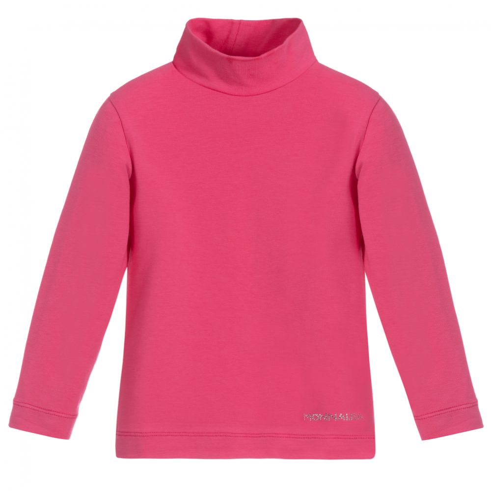 Monnalisa - Pink Cotton Turtle Neck Top | Childrensalon