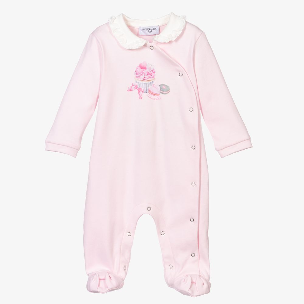 Monnalisa - Pink Cupcake Cotton Babygrow | Childrensalon