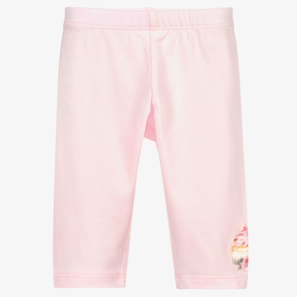 Monnalisa - Pink Cupcake Cotton Leggings | Childrensalon