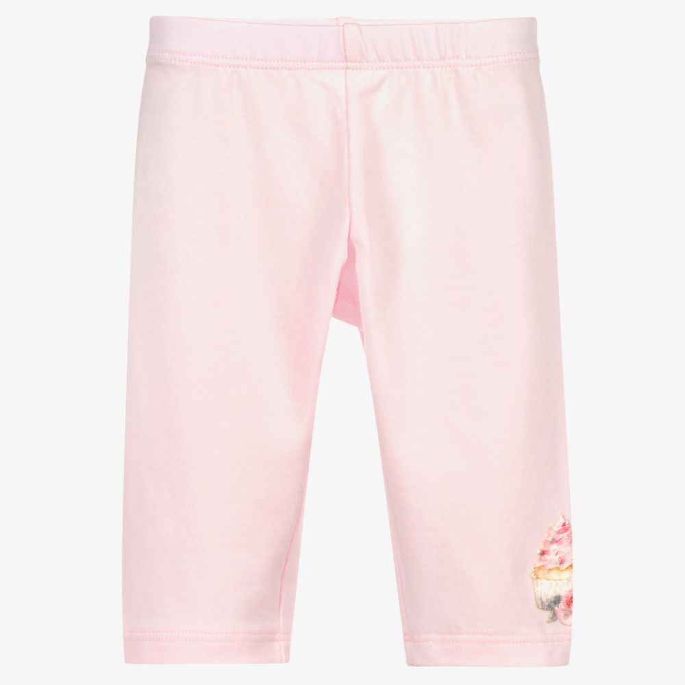 Monnalisa-Pink Cupcake Cotton Leggings | Childrensalon Outlet