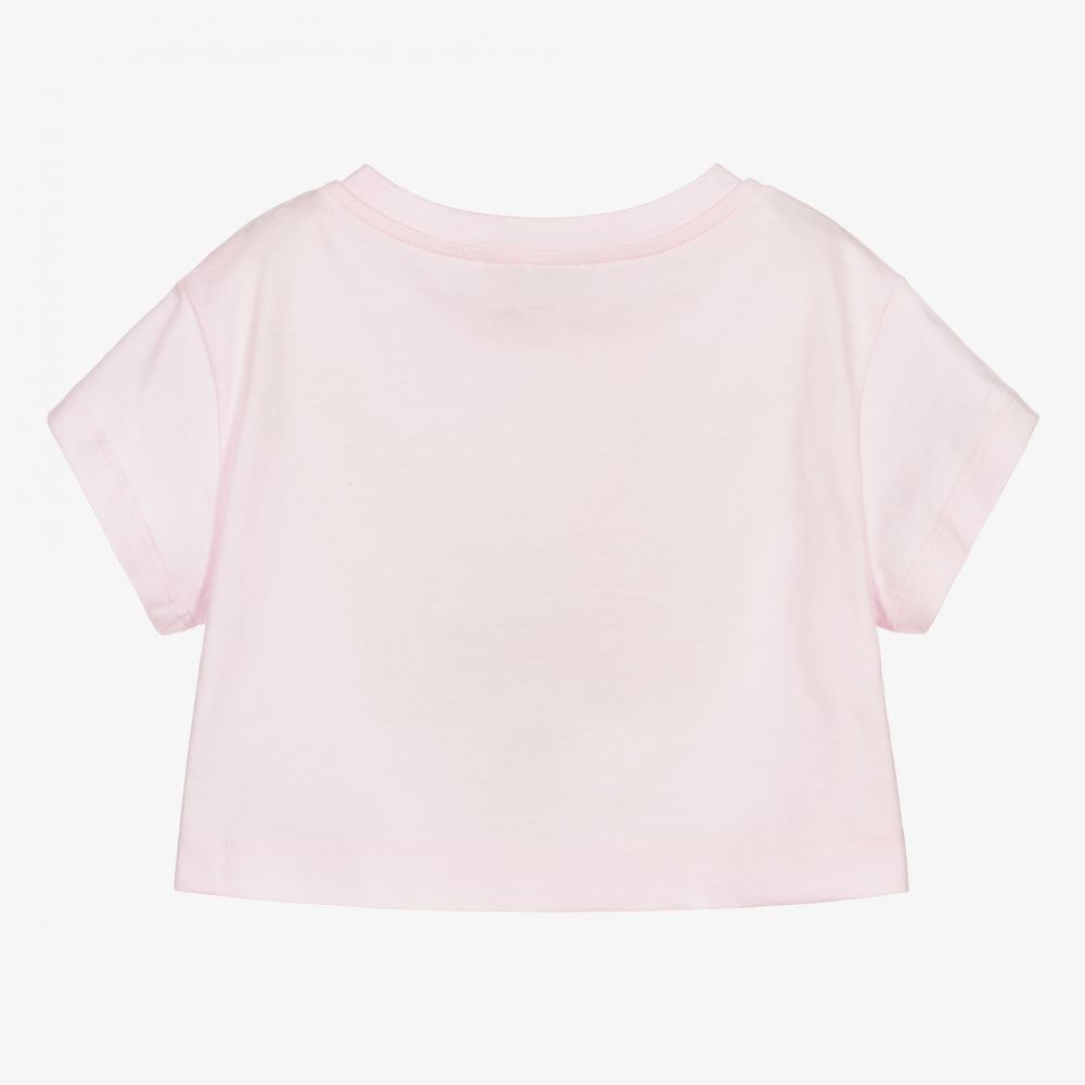 Monnalisa-Pink Daisy Cropped T-Shirt | Childrensalon Outlet