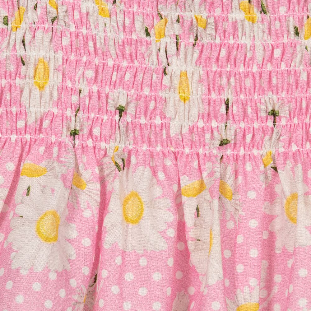 Monnalisa-Pink Daisy Print Ruched Top | Childrensalon Outlet