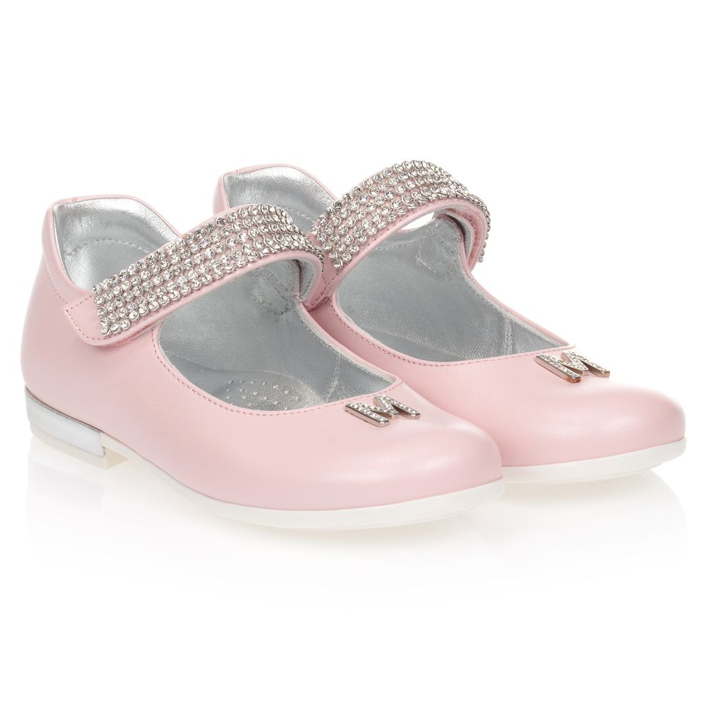Monnalisa - Pink Diamanté Bar Shoes | Childrensalon