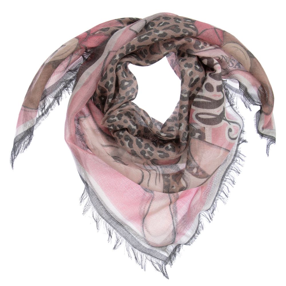 Monnalisa - Rosafarbener Schal mit Disney-Motiv (72 cm) | Childrensalon
