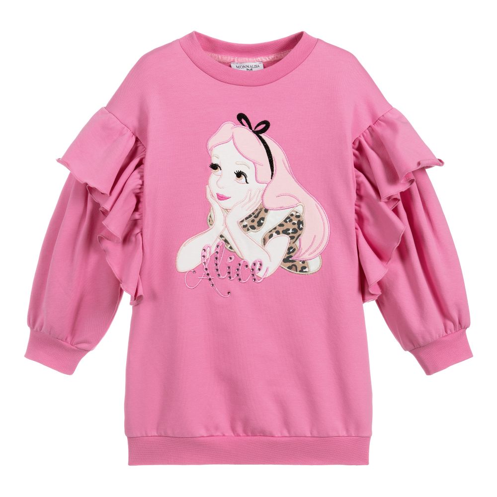 Monnalisa - Pink Disney Sweatshirt Dress | Childrensalon