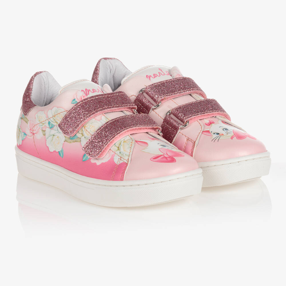 Monnalisa - Pink Disney Velcro Trainers | Childrensalon