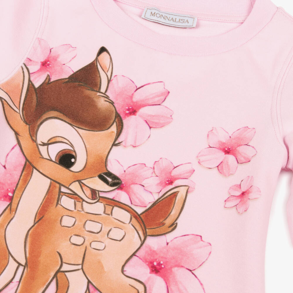 Monnalisa-فستان محبوك وردي بنقشة بامبي | Childrensalon Outlet