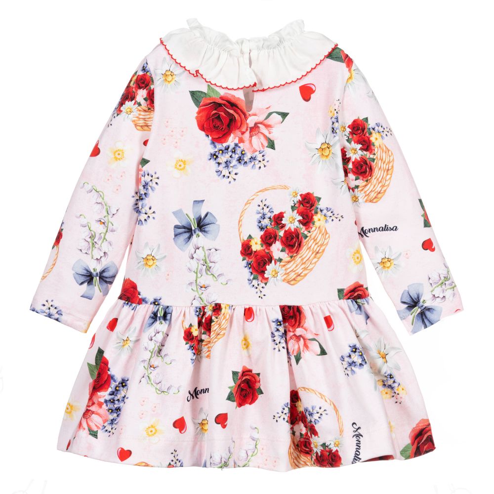 Monnalisa-Pink Floral Cotton Dress | Childrensalon Outlet