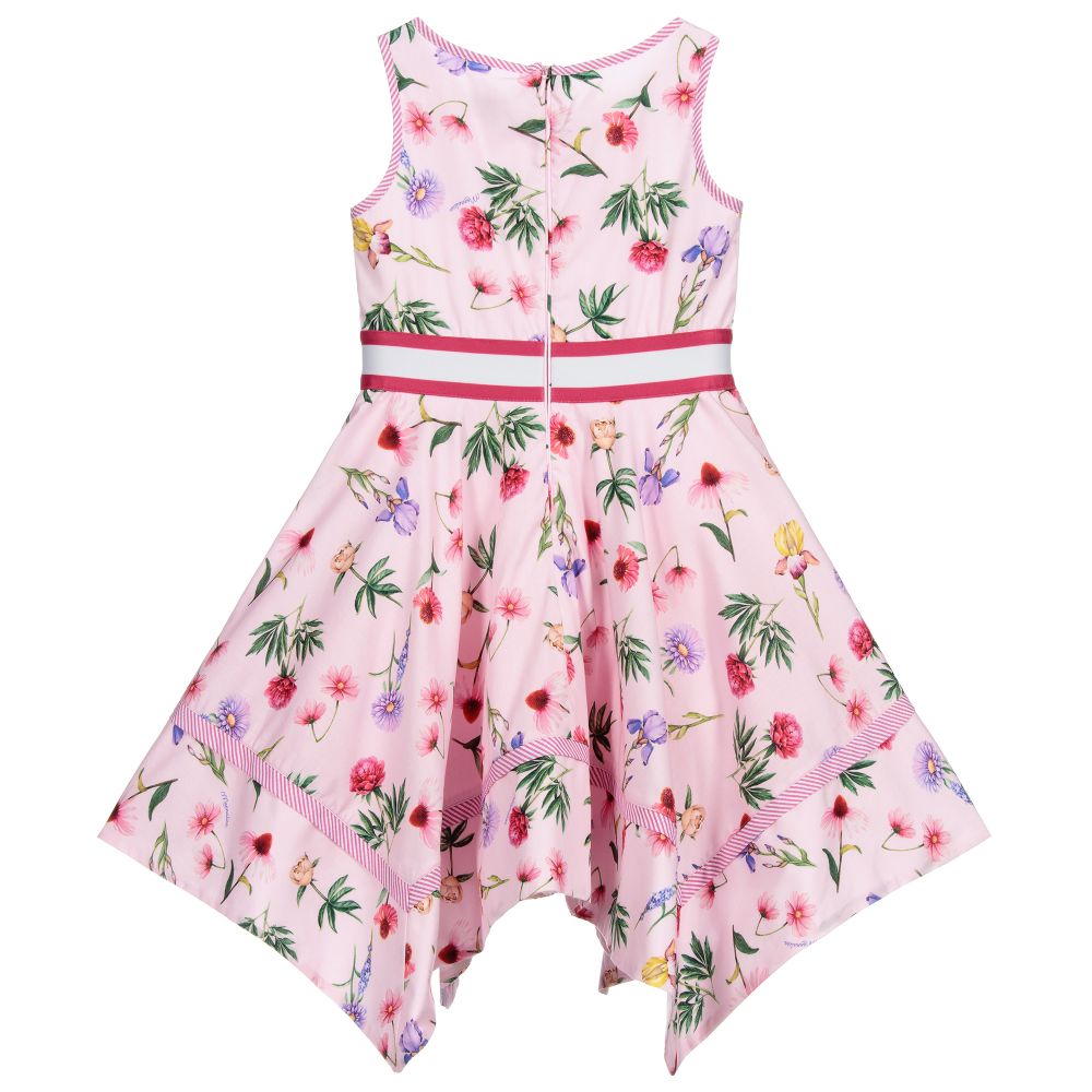 Monnalisa-Pink Floral Cotton Dress | Childrensalon Outlet