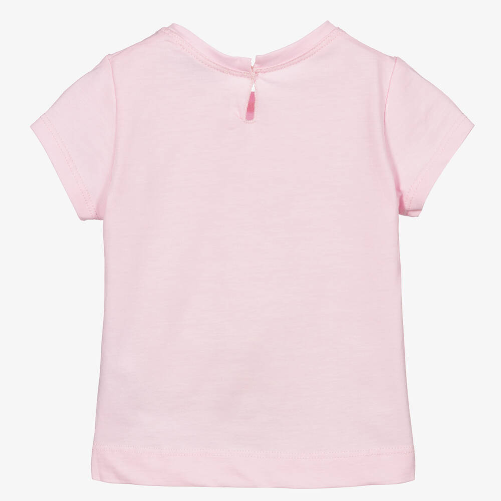 Monnalisa Bebé-Pink Floral Cotton T-Shirt | Childrensalon Outlet