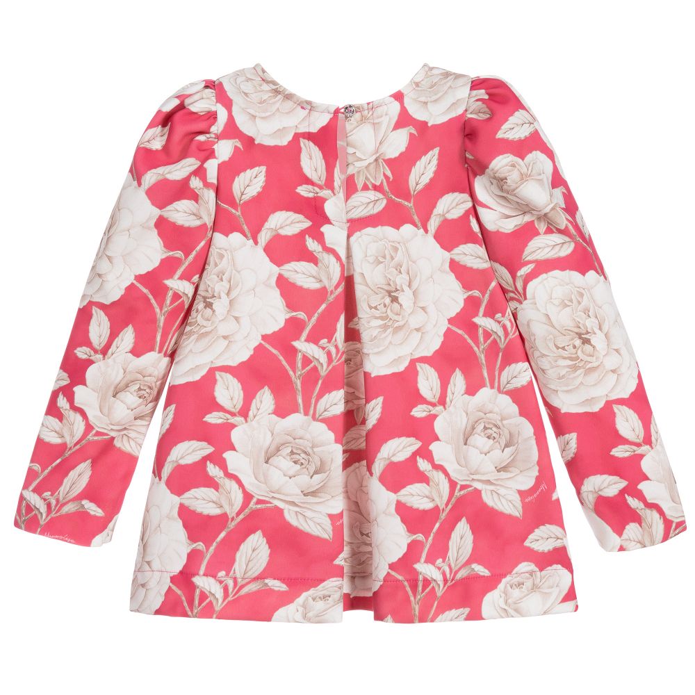 Monnalisa Chic-Pink Floral Crêpe Blouse | Childrensalon Outlet