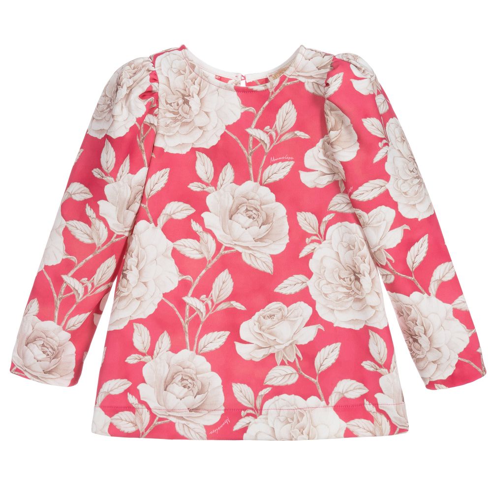 Monnalisa Chic - Pink Floral Crêpe Blouse | Childrensalon