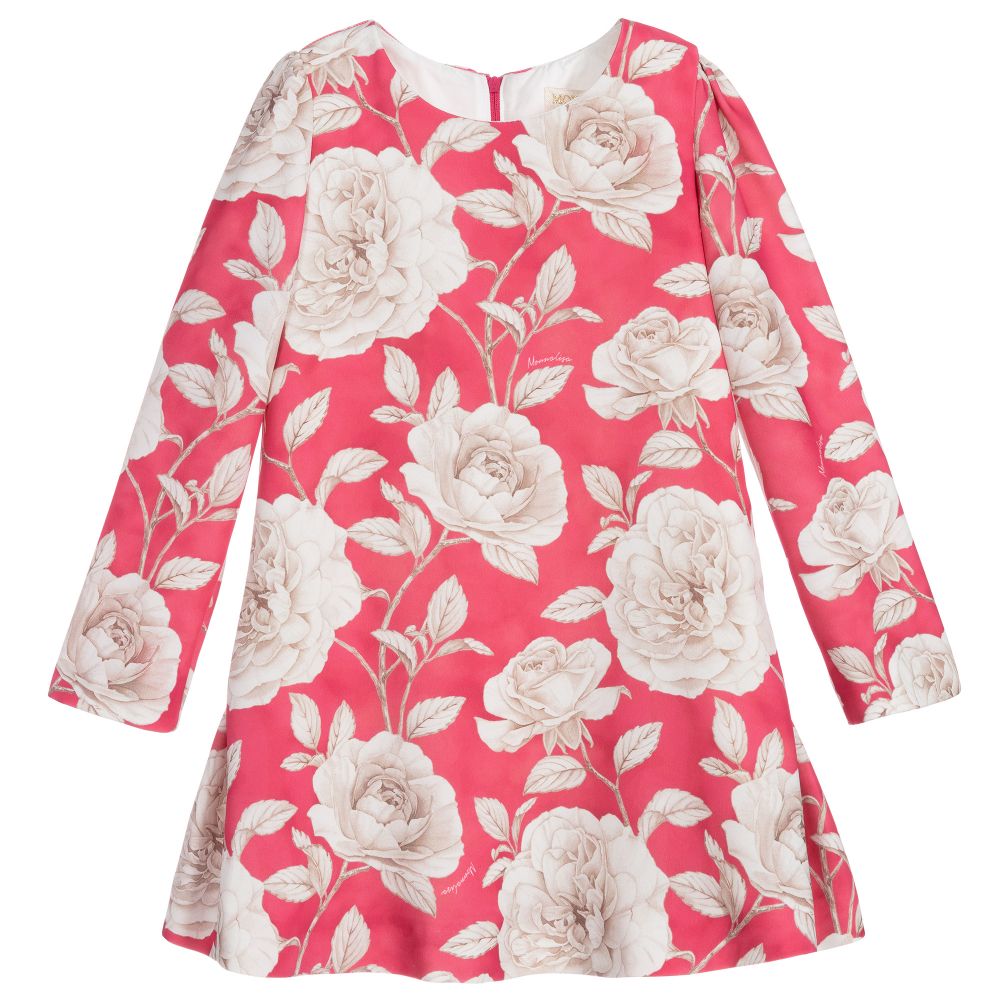 Monnalisa Chic - Robe rose en crêpe fleuri | Childrensalon