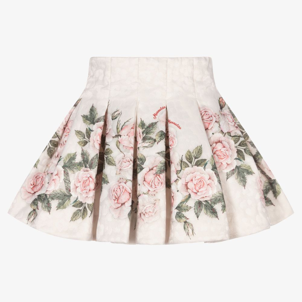 Monnalisa Chic - Pink Floral Jacquard Skirt | Childrensalon