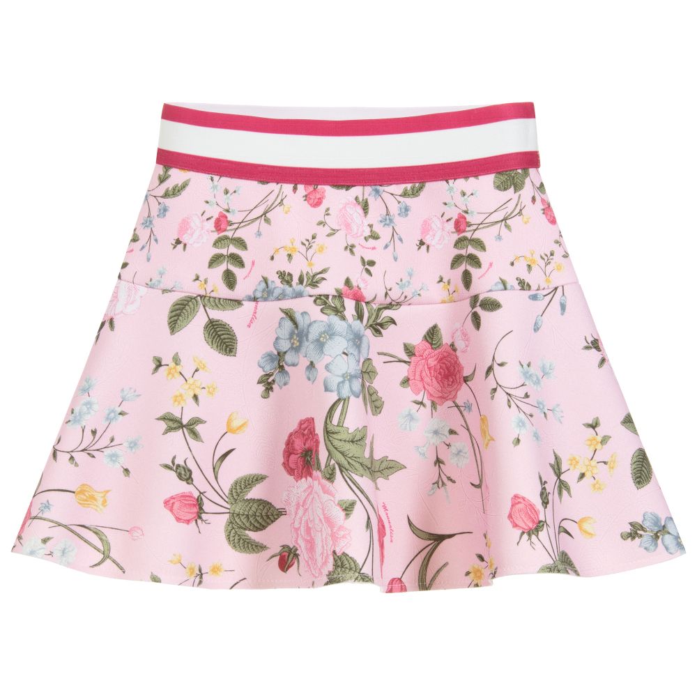 Monnalisa - Pink Floral Jersey Skirt | Childrensalon