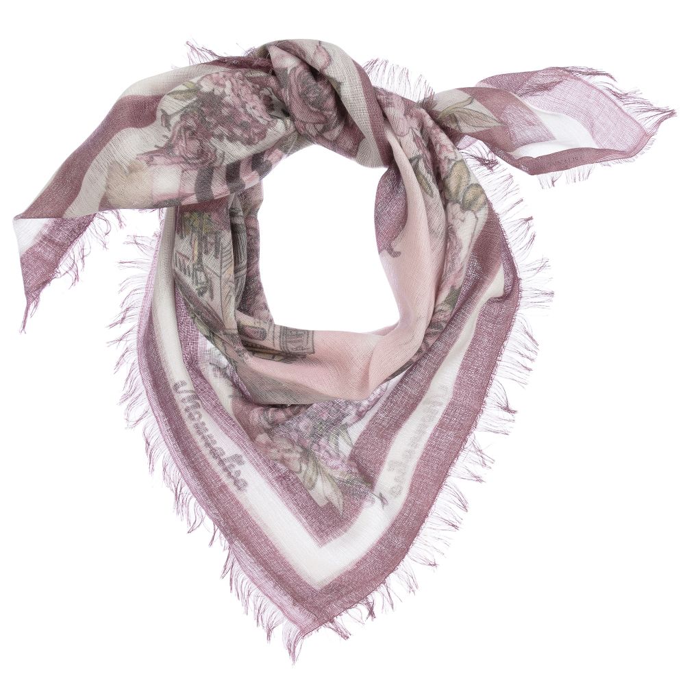 Monnalisa - Розовый шарф с цветочным рисунком (72 см) | Childrensalon