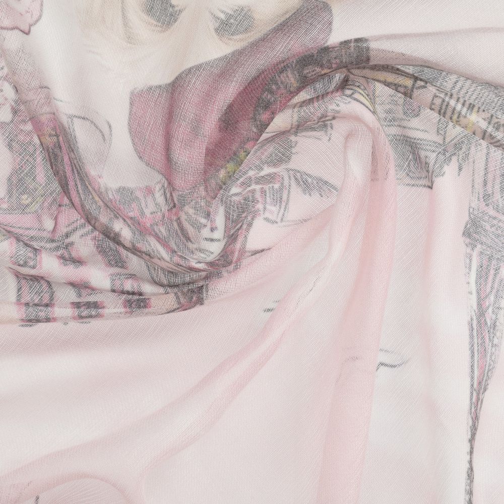 Monnalisa-Розовый шарф с цветочным рисунком (72 см) | Childrensalon Outlet