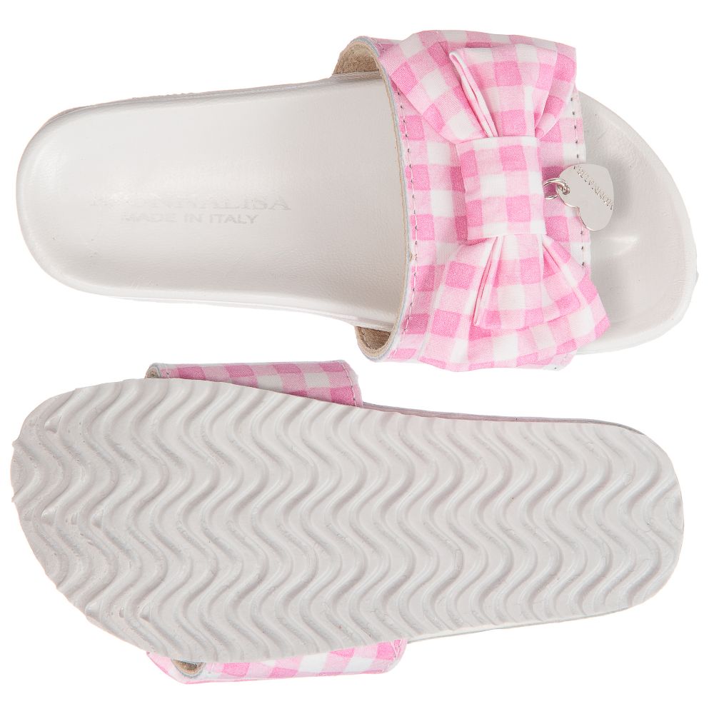 Monnalisa-Pink Gingham Check Sliders | Childrensalon Outlet