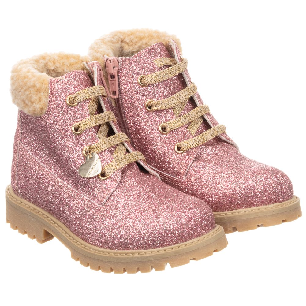 Monnalisa - Pink Glitter Ankle Boots | Childrensalon