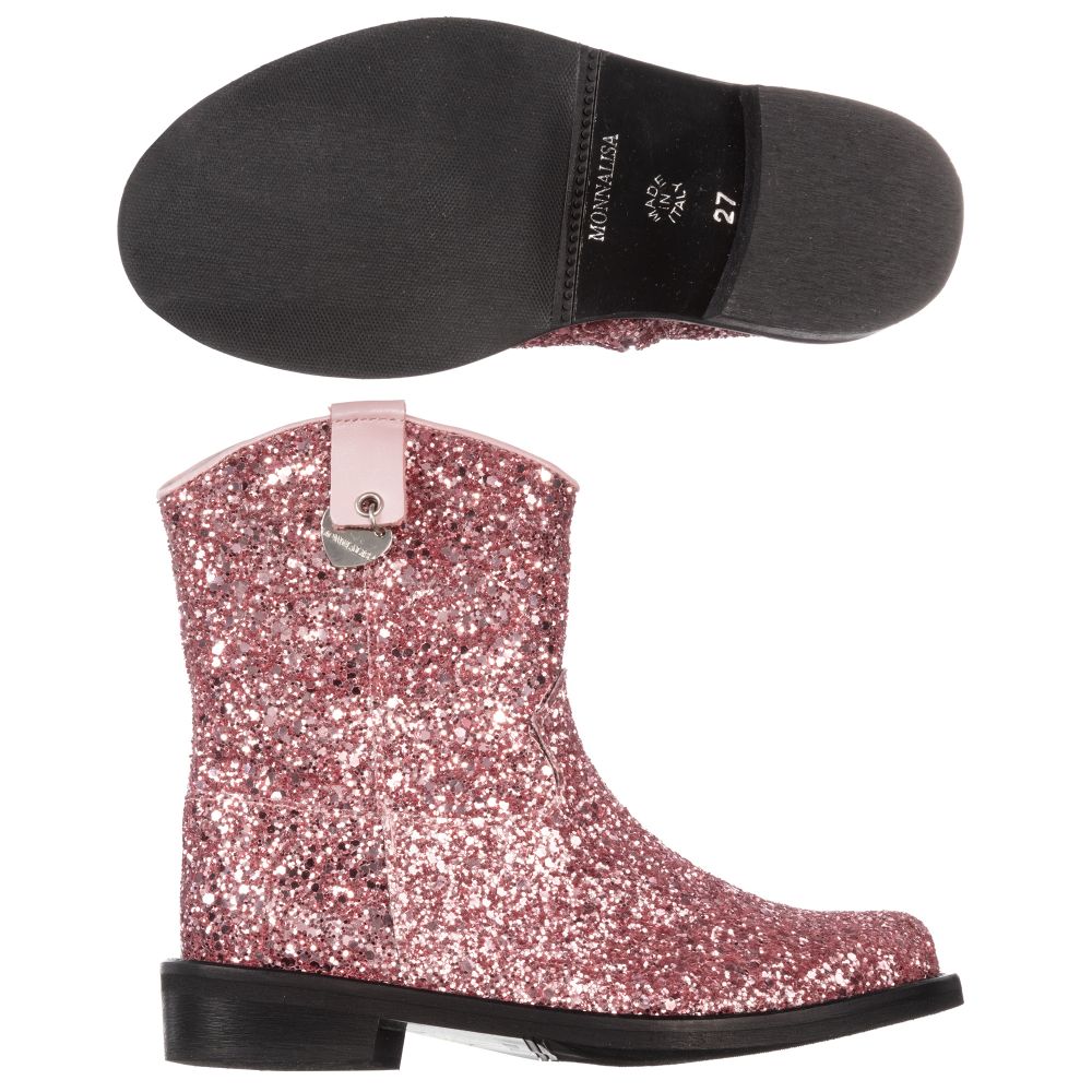 Monnalisa Pink Glittery Boots