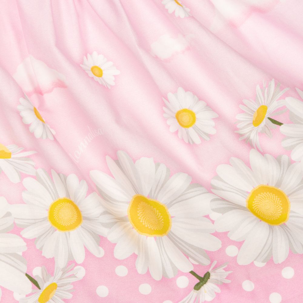 Monnalisa-Pink & Ivory Daisies Dress | Childrensalon Outlet