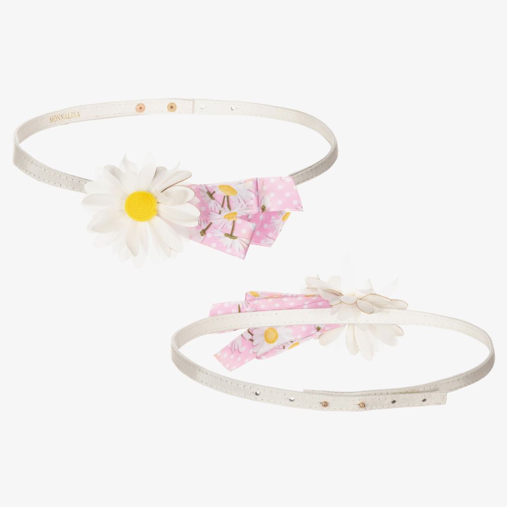 Monnalisa-Pink & Ivory Daisies Dress | Childrensalon Outlet
