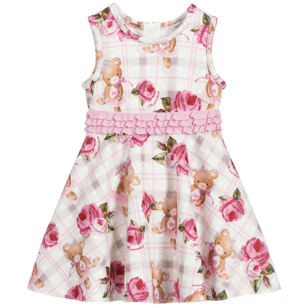Monnalisa - Розово-кремовое платье с цветами | Childrensalon