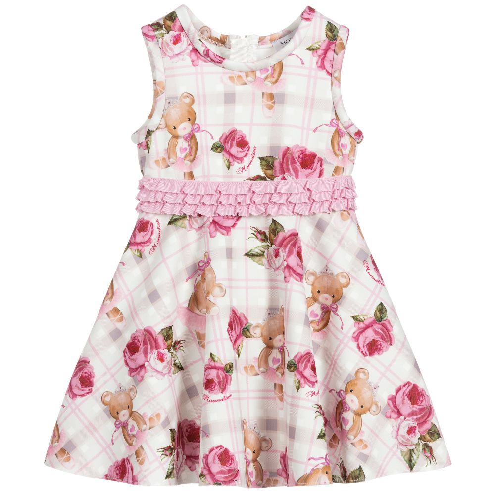 Monnalisa-Pink & Ivory Floral Dress | Childrensalon Outlet