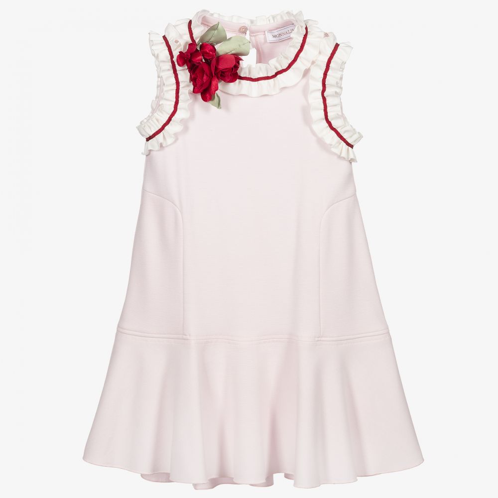 Monnalisa - Rosa Jerseykleid mit Rüschen | Childrensalon