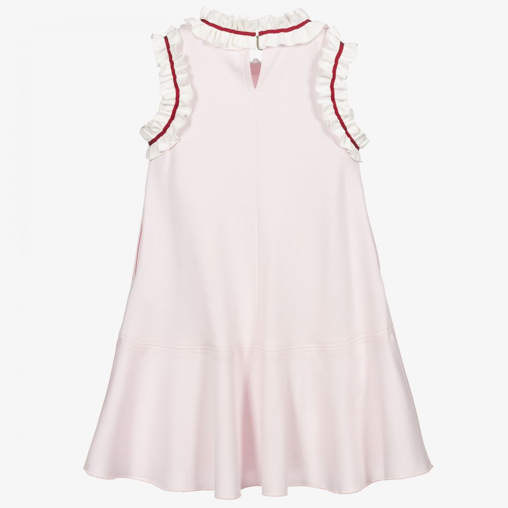 Monnalisa-فستان فيسكوز جيرسي مزين بكشكش لون زهري باهت | Childrensalon Outlet