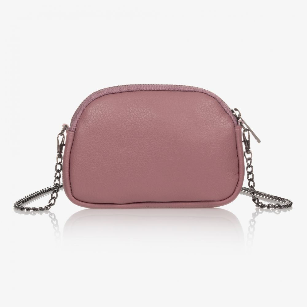 Monnalisa-Розовая кожаная сумочка с бантиком (18 см) | Childrensalon Outlet