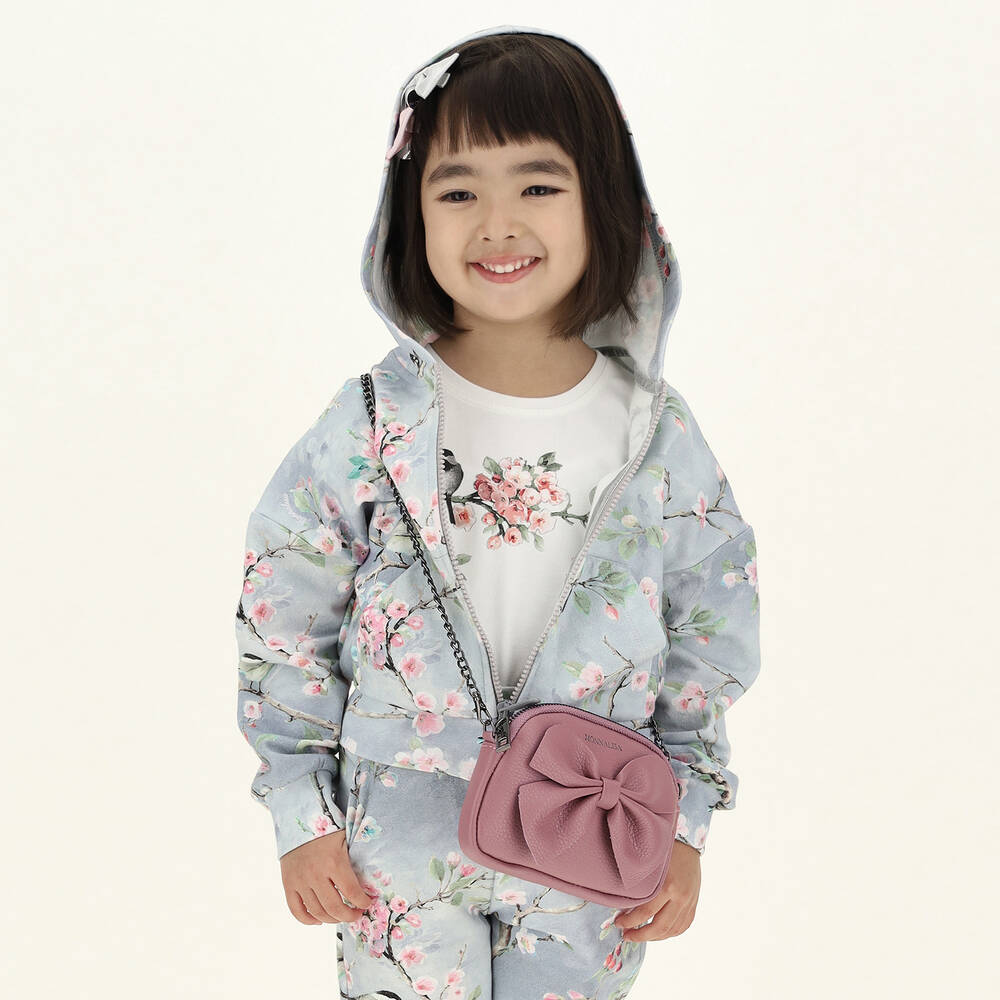 Monnalisa-Розовая кожаная сумочка с бантиком (18 см) | Childrensalon Outlet