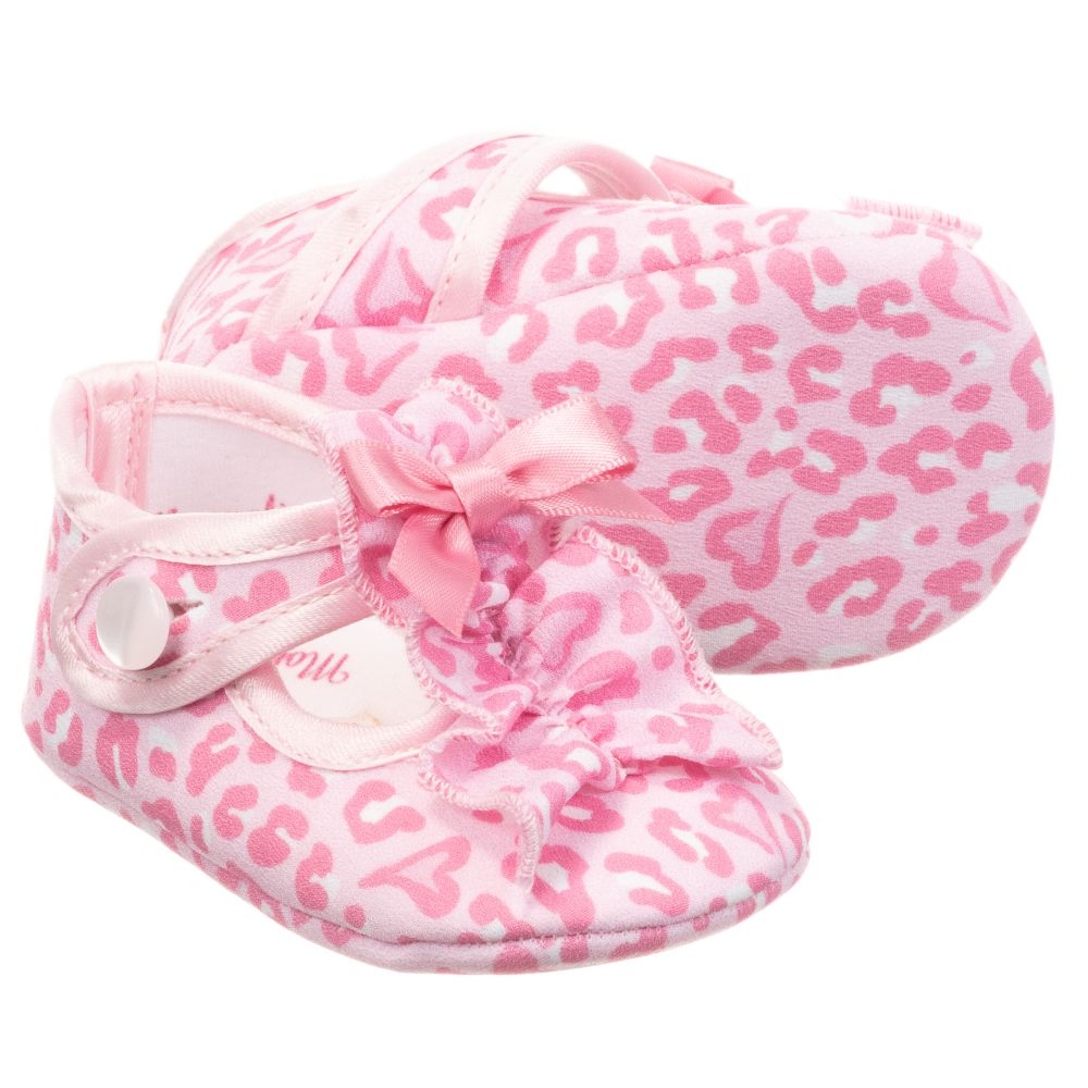 Monnalisa - حذاء لون زهري وعاجي بطبعة جلد النمر للمولودات | Childrensalon