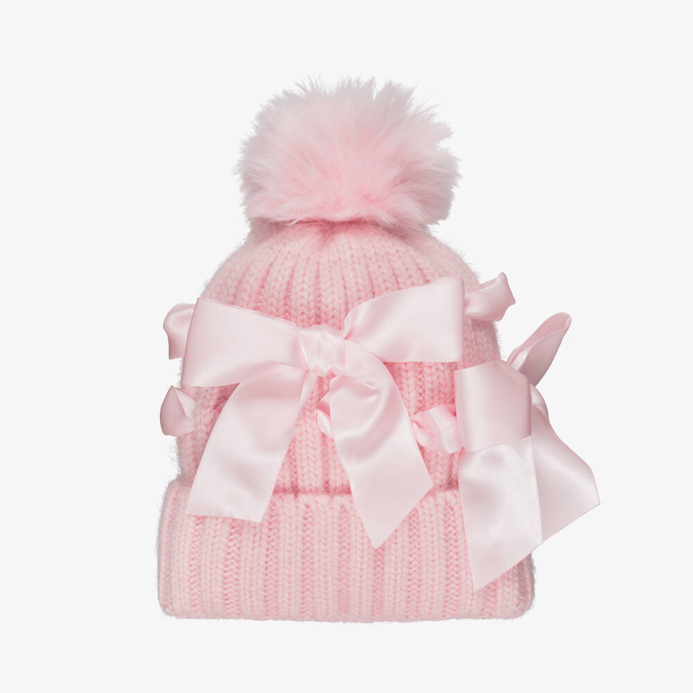 Monnalisa-Pink Pom Pom Hat | Childrensalon Outlet