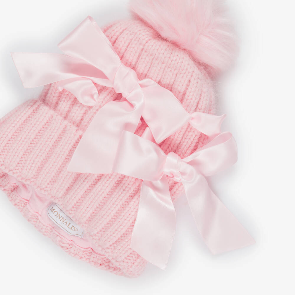 Monnalisa-Pink Pom Pom Hat | Childrensalon Outlet