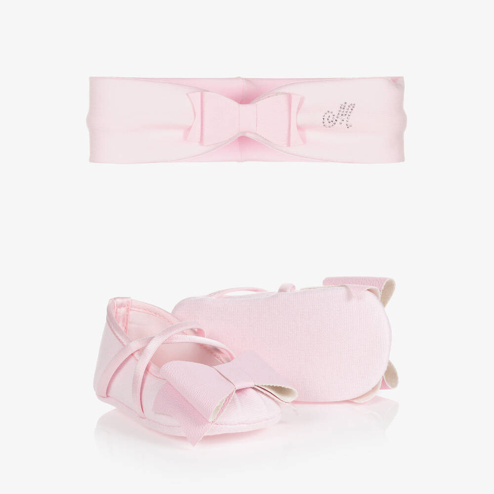 Monnalisa-Розовая повязка на голову и пинетки | Childrensalon Outlet