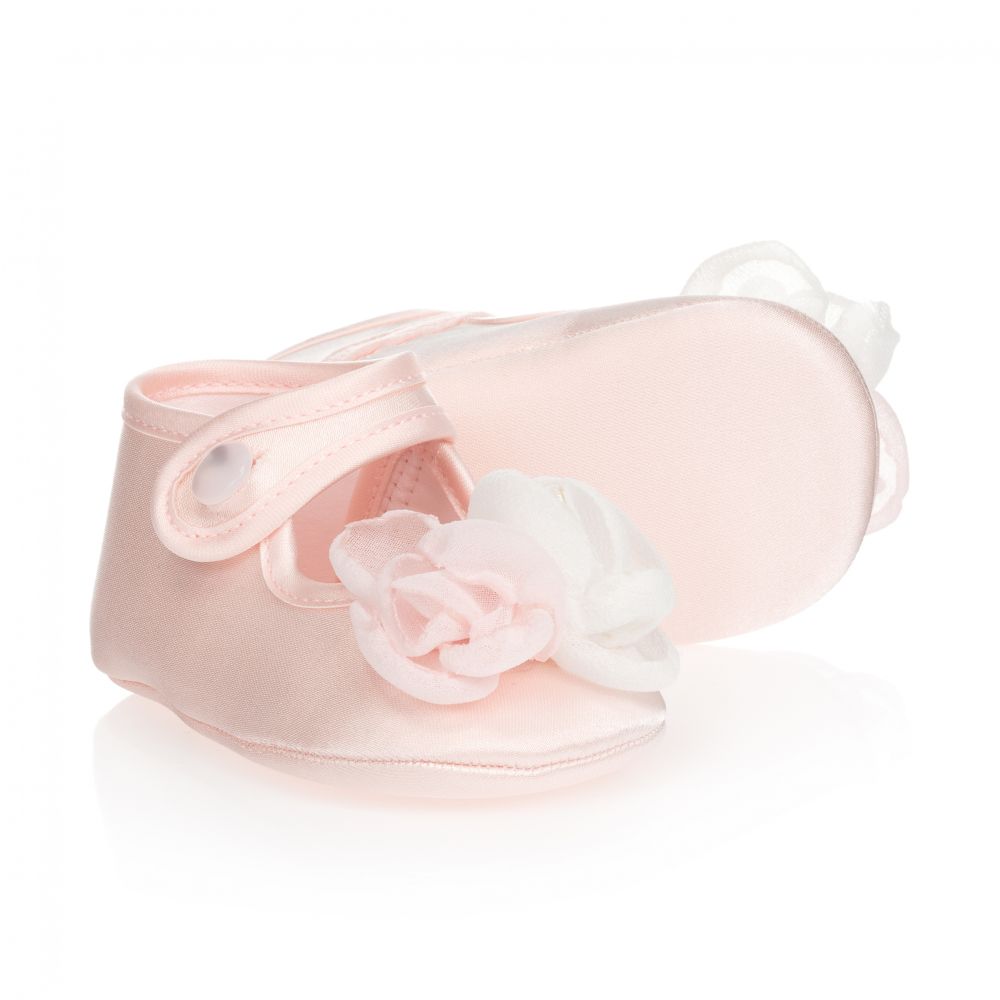 Monnalisa - Rosafarbene Satin-Krabbelschuhe | Childrensalon