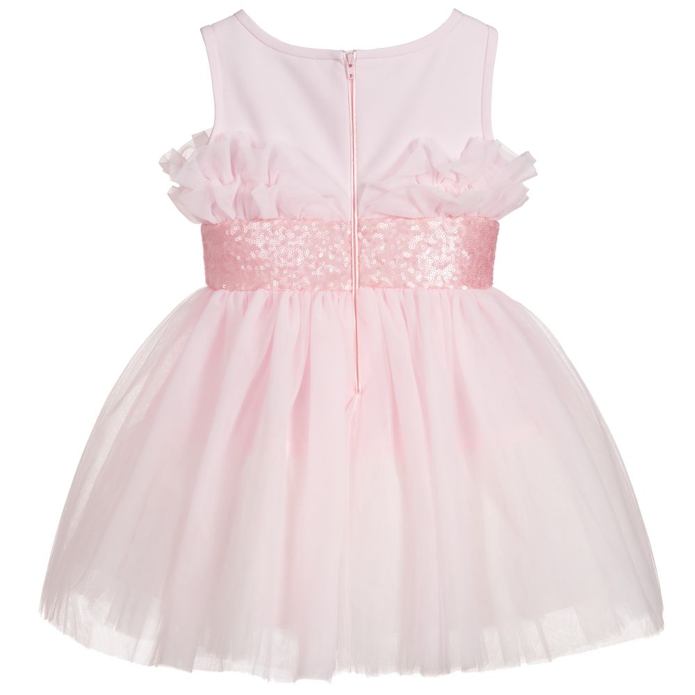 Monnalisa Chic-Pink Sequin & Tulle Dress | Childrensalon Outlet