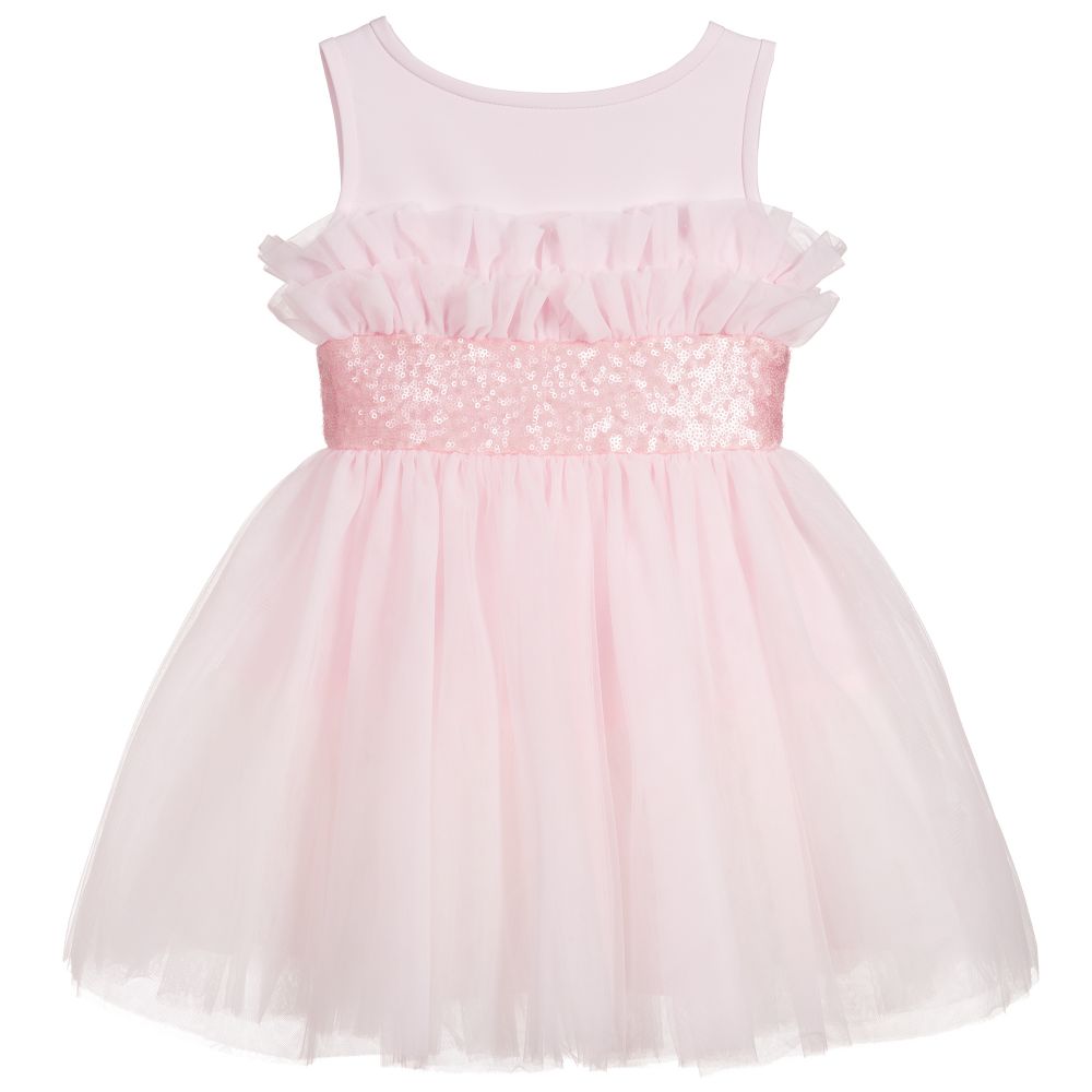 Monnalisa Chic - Pink Sequin & Tulle Dress | Childrensalon