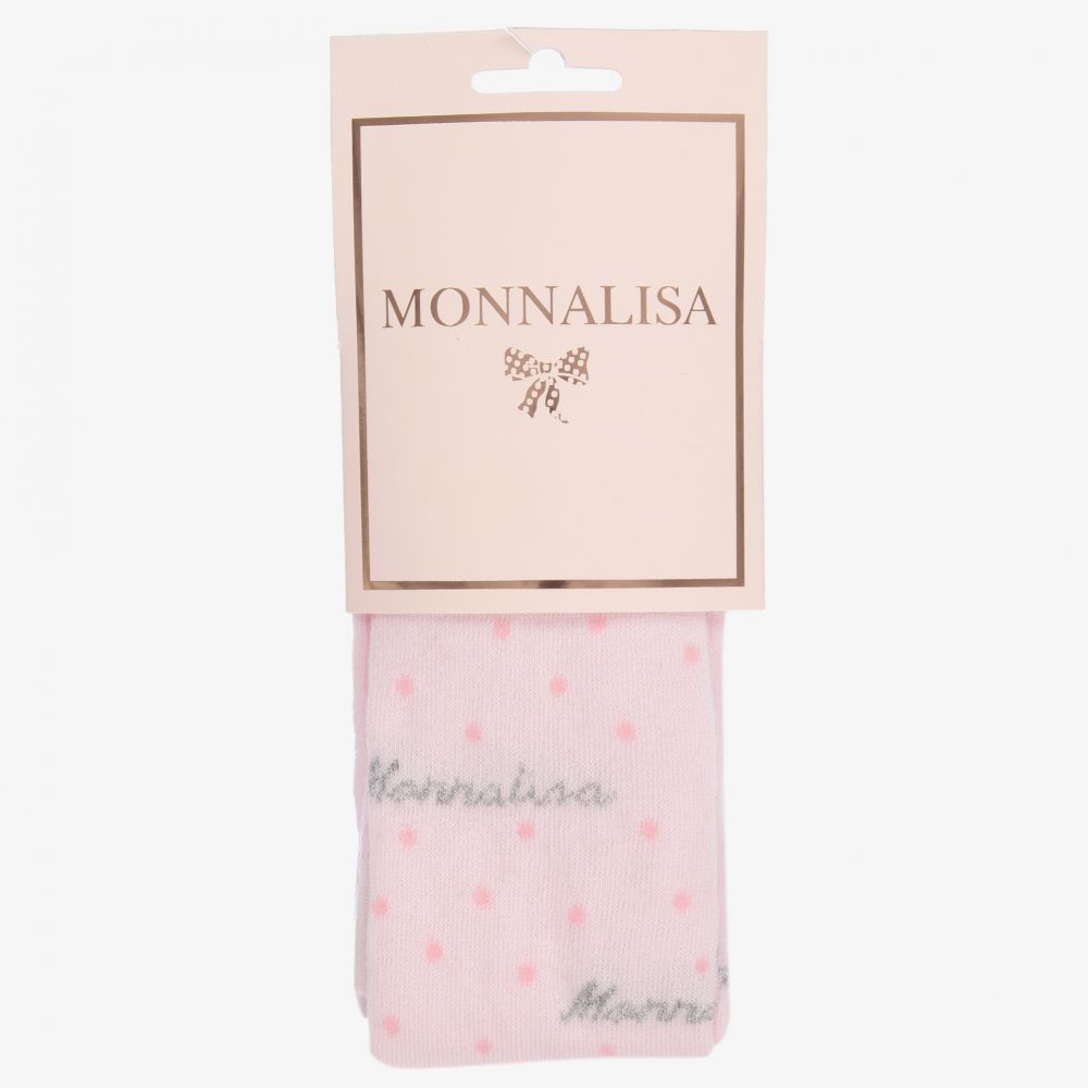 Monnalisa-Pink & Silver Cotton Tights | Childrensalon Outlet