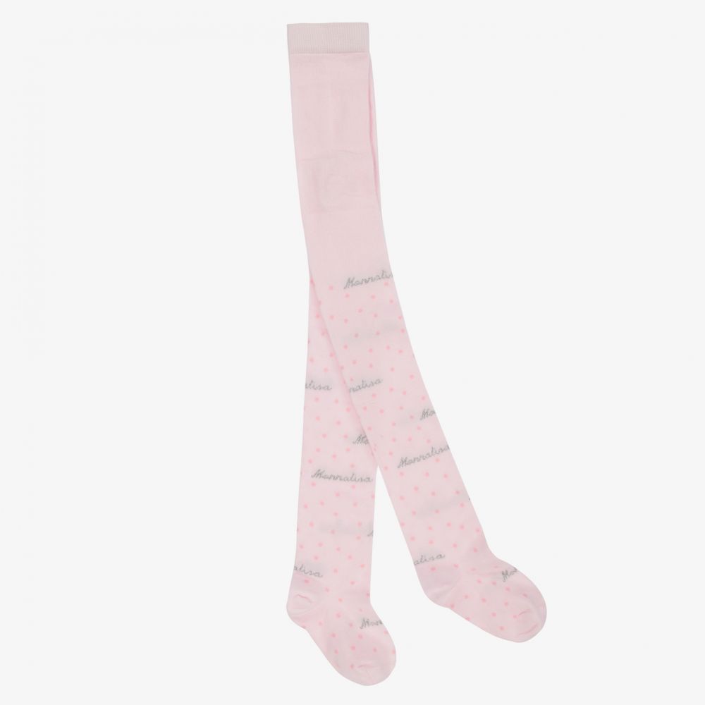 Monnalisa - Pink & Silver Cotton Tights | Childrensalon