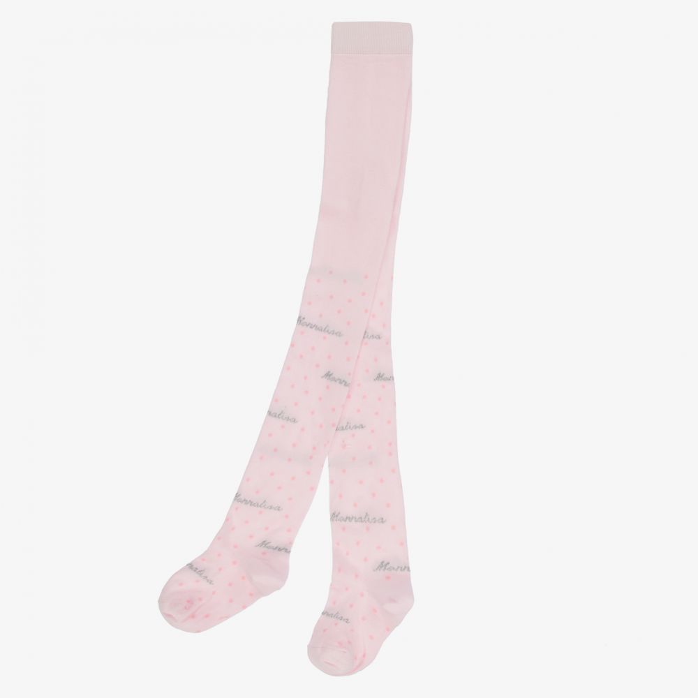 Monnalisa-Pink & Silver Cotton Tights | Childrensalon Outlet