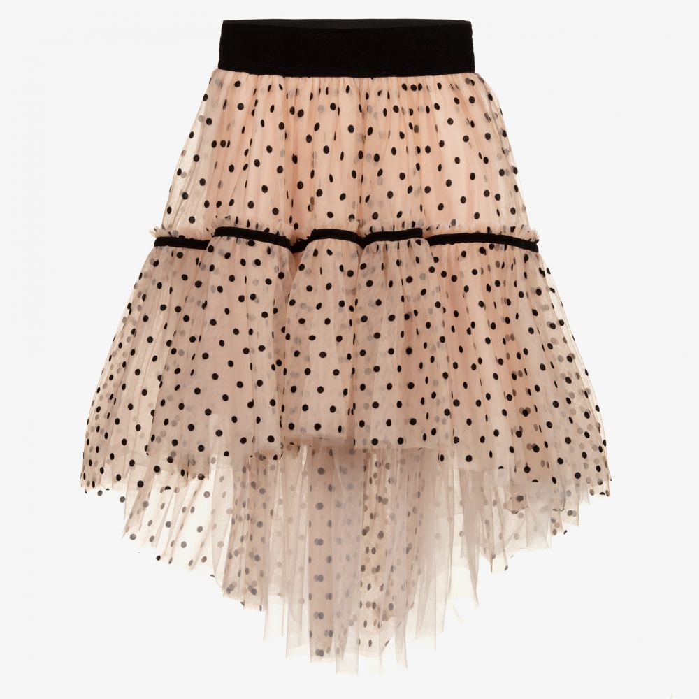 Monnalisa - Розовая юбка из тюля в горох | Childrensalon