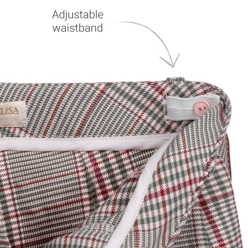 Monnalisa Chic-Pink Tartan Cotton Trousers | Childrensalon Outlet