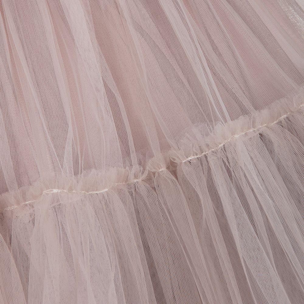 Monnalisa-Pink Tulle Floral Belt Dress | Childrensalon Outlet