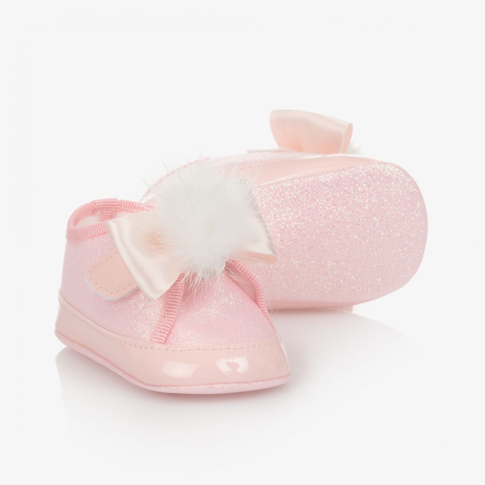 Monnalisa - Pink Velcro Pre-Walker Shoes | Childrensalon
