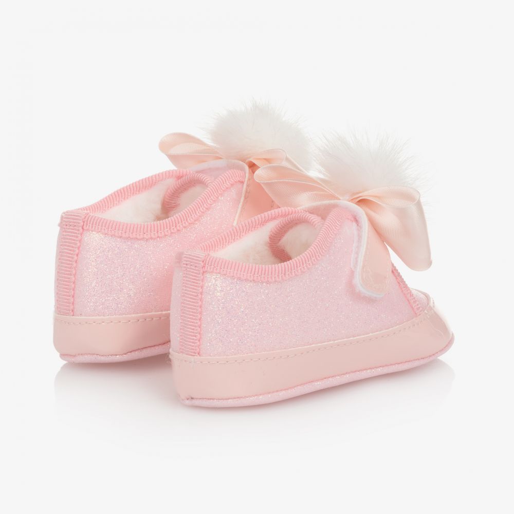 موناليزا-حذاء قماش لون زهري لمرحلة قبل المشي للمولودات | Childrensalon Outlet