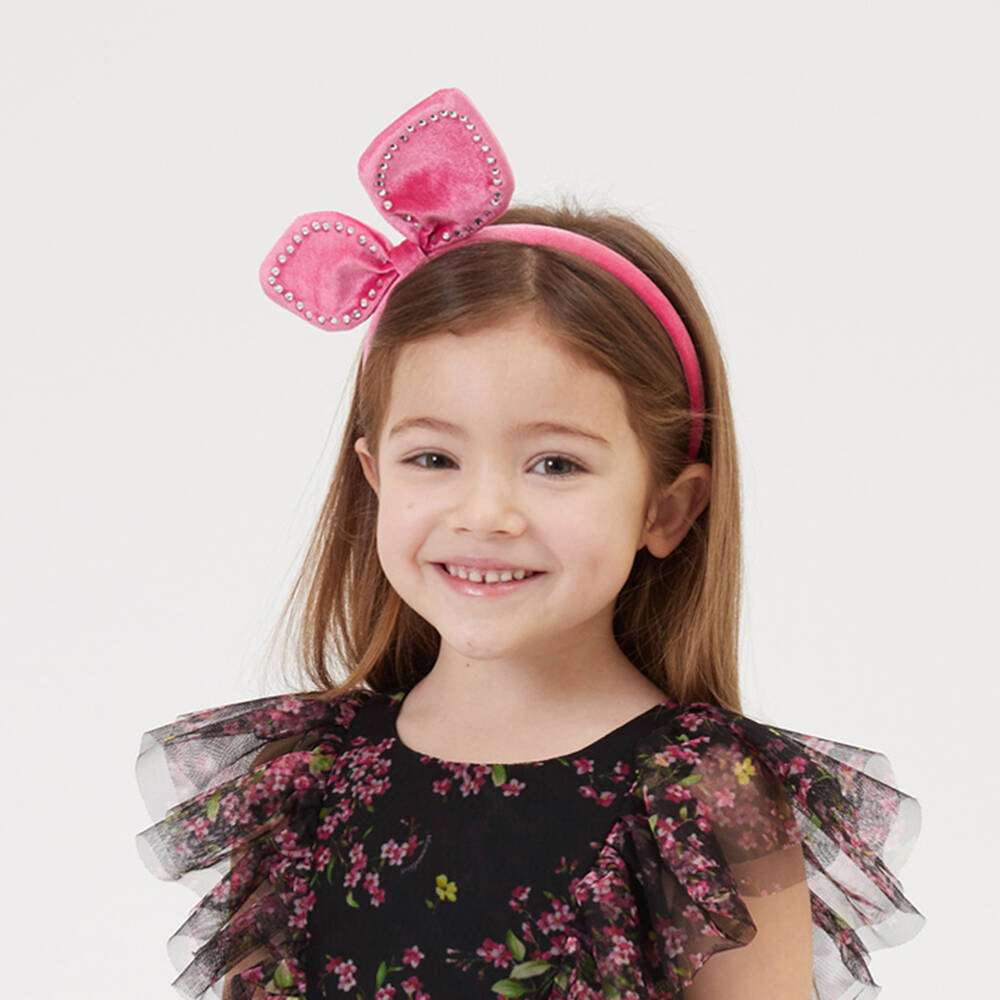 موناليزا-طوق للشعر مخمل لون زهري للبنات | Childrensalon Outlet